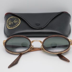 VINTAGE B&L RAY-BAN USA W2814 BROWN/GOLD SIDE CUPS SUNGLASSES